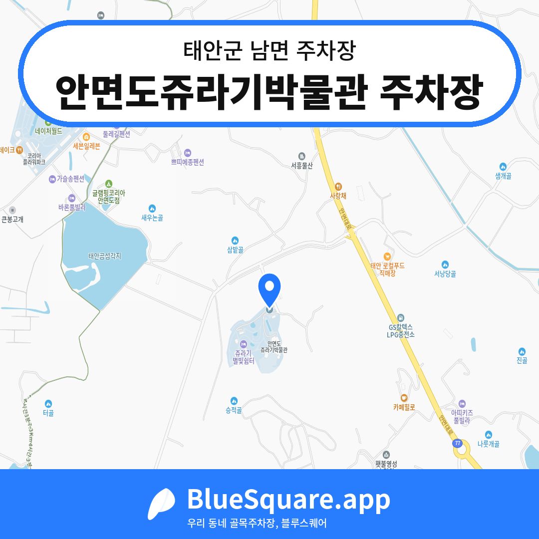 안면도쥬라기박물관 주차장 위치 지도 — 충남 태안군 남면 | 블루스퀘어 주차