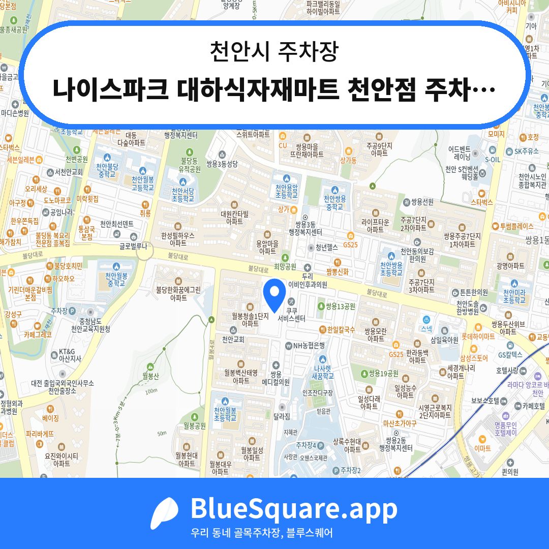 나이스파크 대하식자재마트 천안점 주차장 위치 지도 — 충남 천안시 | 블루스퀘어 주차