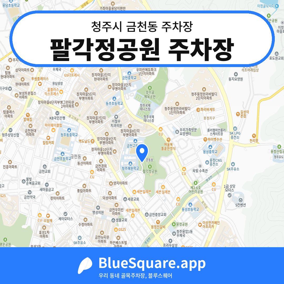 팔각정공원 주차장 위치 지도 — 충북 청주시 금천동 | 블루스퀘어 주차
