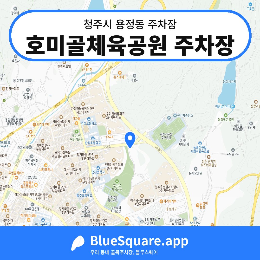 호미골체육공원 주차장 위치 지도 — 충북 청주시 용정동 | 블루스퀘어 주차