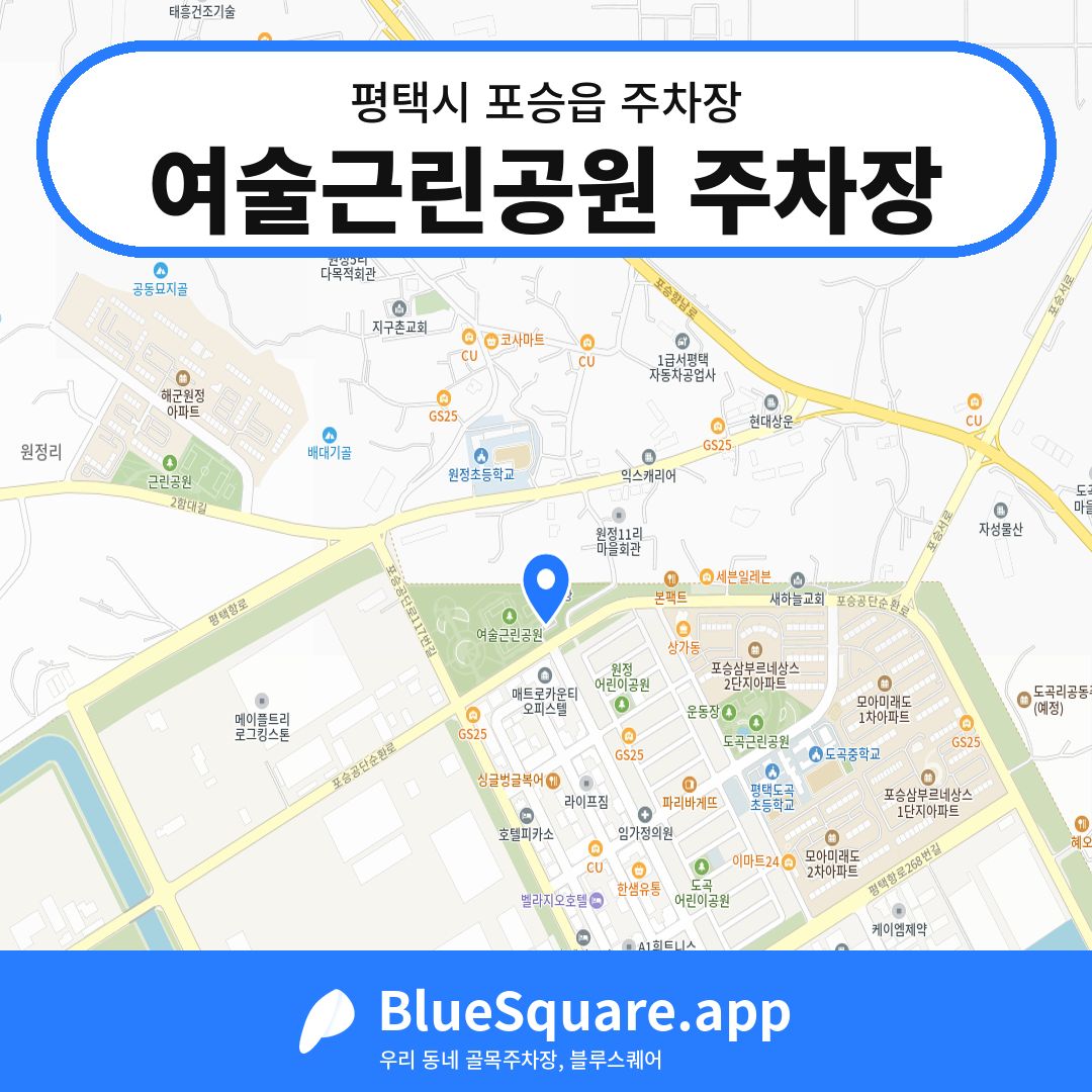 여술근린공원 주차장 위치 지도 — 경기 평택시 포승읍 | 블루스퀘어 주차