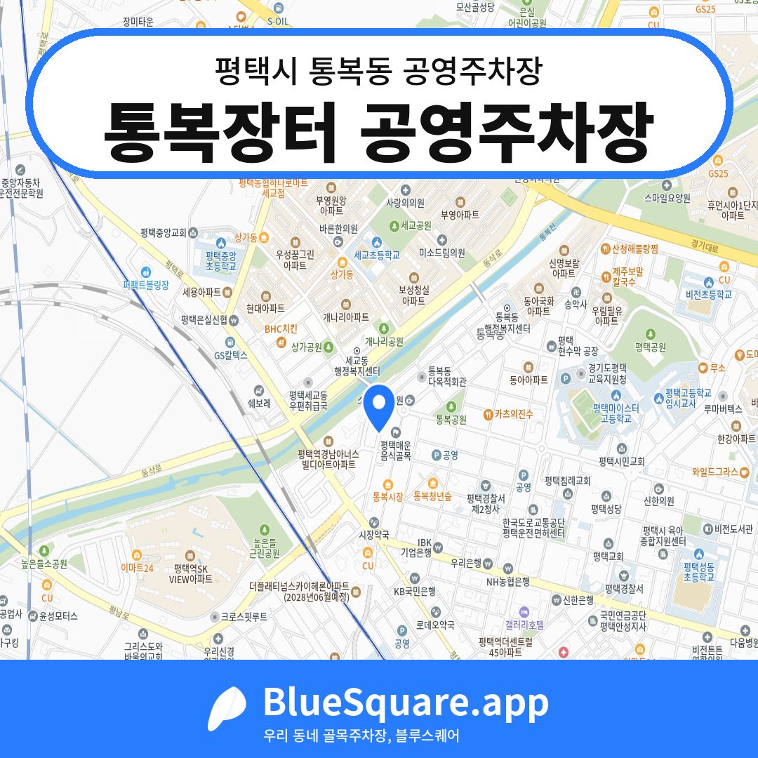 통복장터 공영주차장 위치 지도 — 경기 평택시 통복동 | 블루스퀘어 주차