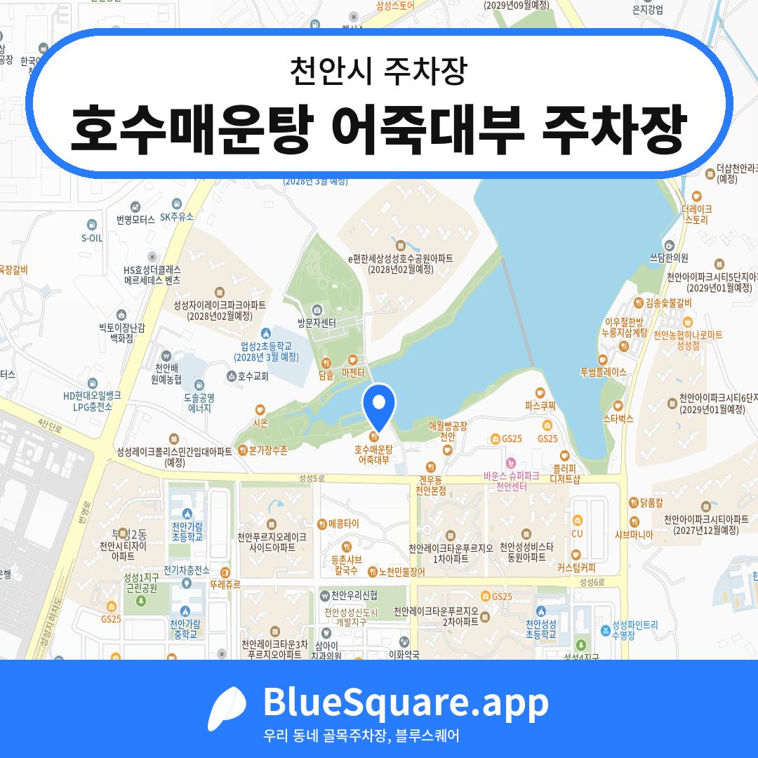 호수매운탕 어죽대부 주차장 위치 지도 — 충남 천안시 | 블루스퀘어 주차