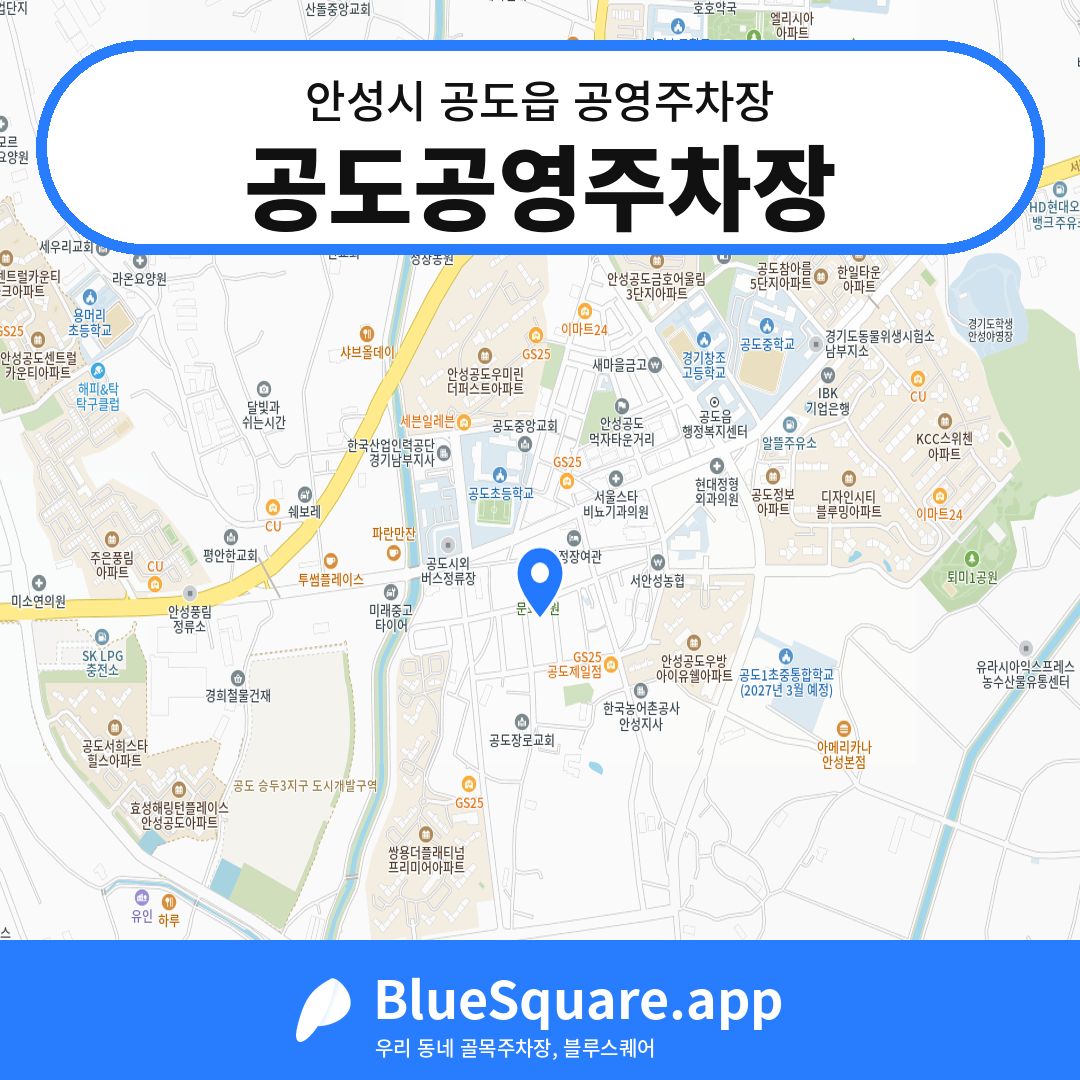 공도공영주차장 위치 지도 — 경기 안성시 공도읍 | 블루스퀘어 주차
