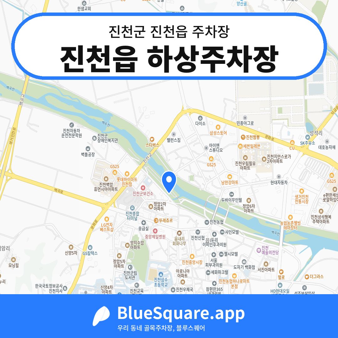 진천읍 하상주차장 위치 지도 — 충북 진천군 진천읍 | 블루스퀘어 주차