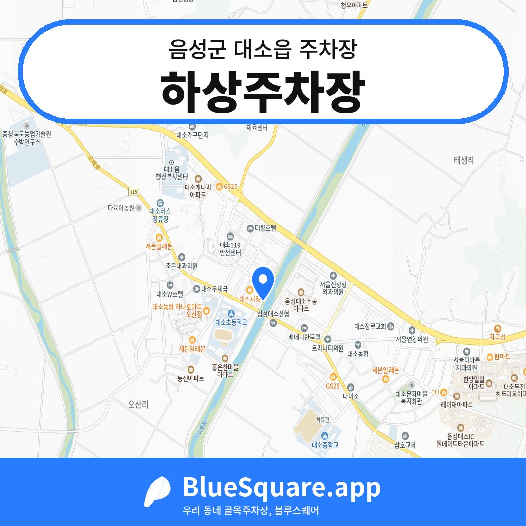 하상주차장 위치 지도 — 충북 음성군 대소읍 | 블루스퀘어 주차