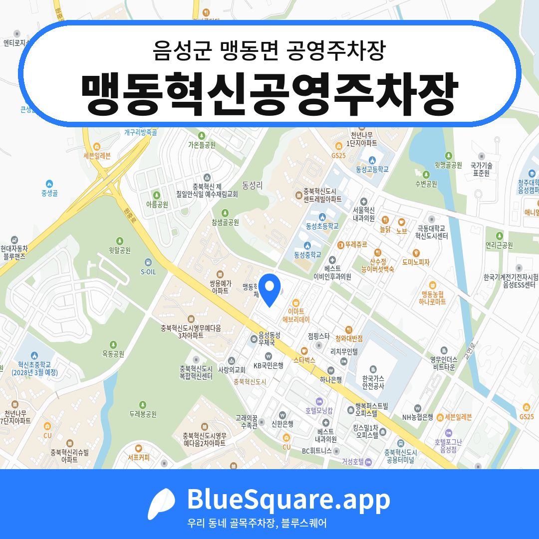 맹동혁신공영주차장 위치 지도 — 충북 음성군 맹동면 | 블루스퀘어 주차