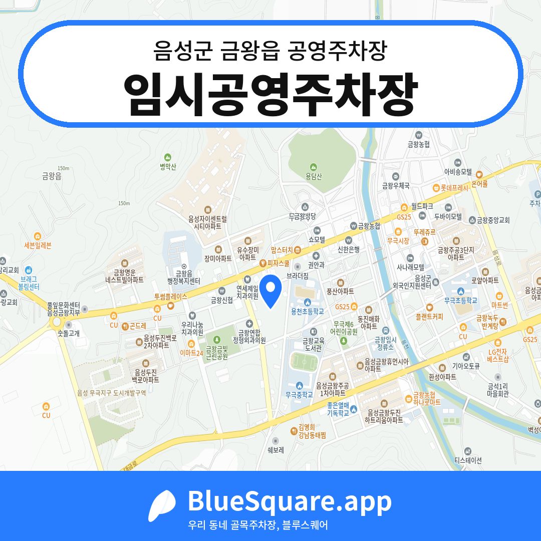 임시공영주차장 위치 지도 — 충북 음성군 금왕읍 | 블루스퀘어 주차