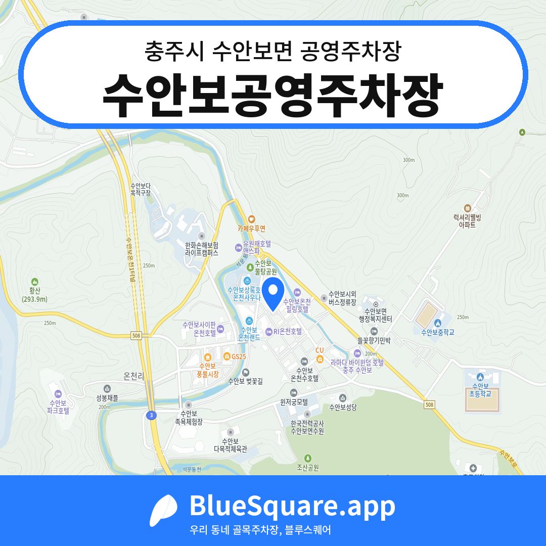 수안보공영주차장 위치 지도 — 충북 충주시 수안보면 | 블루스퀘어 주차