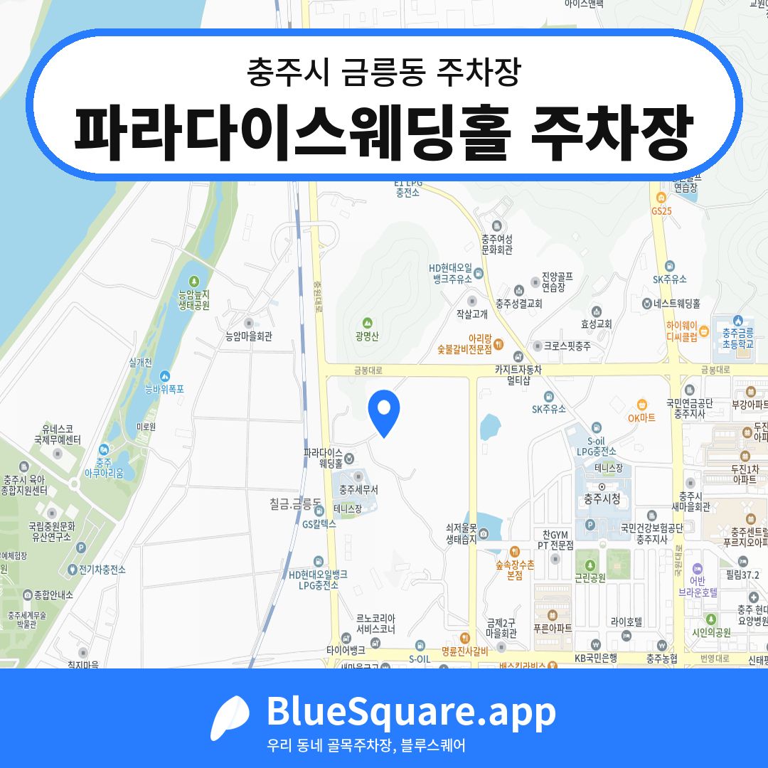 파라다이스웨딩홀 주차장 위치 지도 — 충북 충주시 금릉동 | 블루스퀘어 주차
