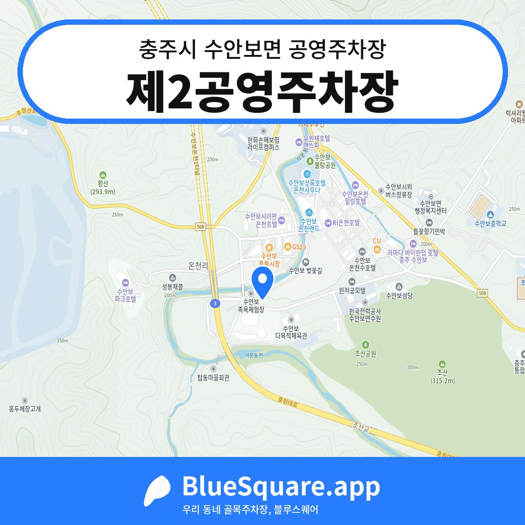 제2공영주차장 위치 지도 — 충북 충주시 수안보면 | 블루스퀘어 주차