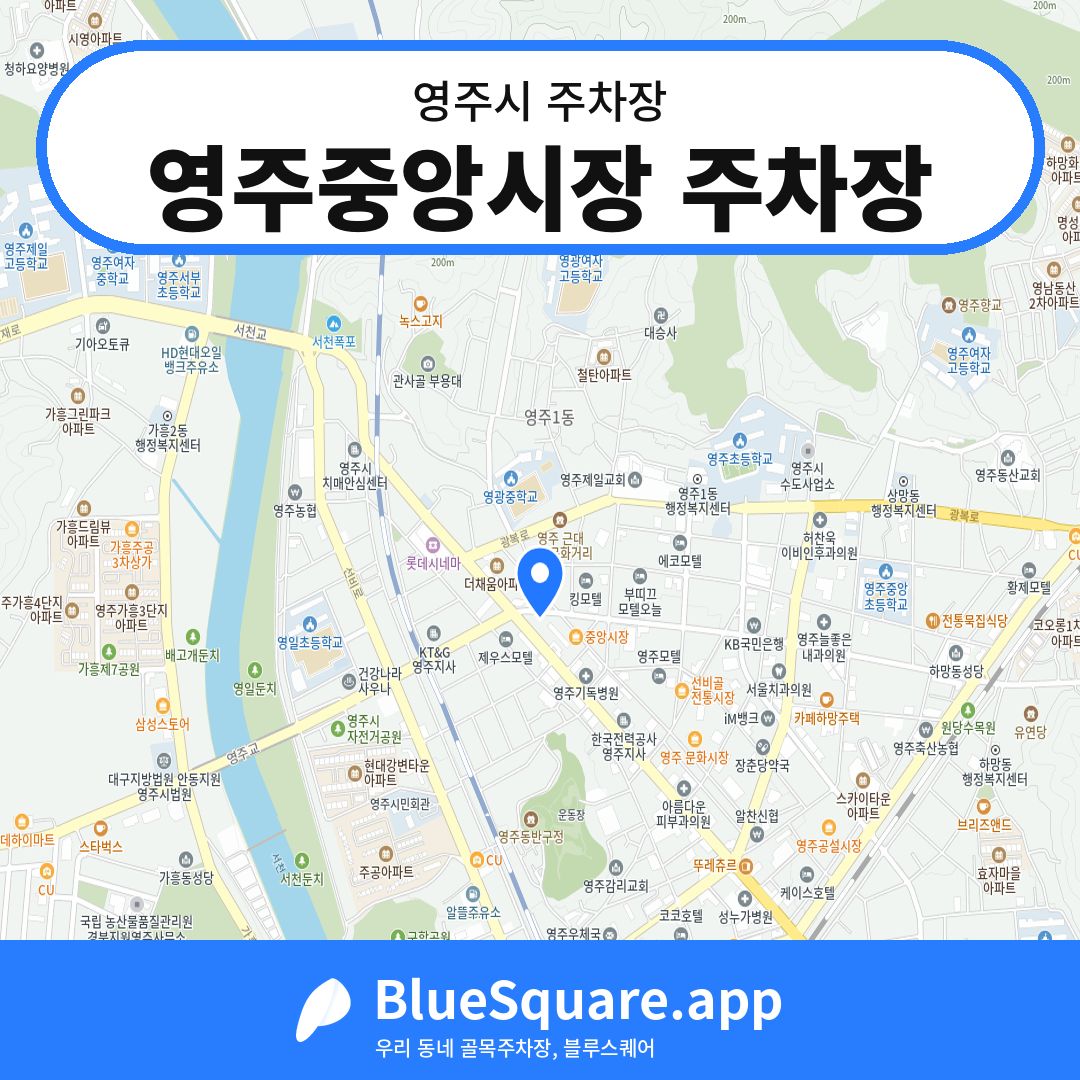 영주중앙시장 주차장 위치 지도 — 경북 영주시 | 블루스퀘어 주차