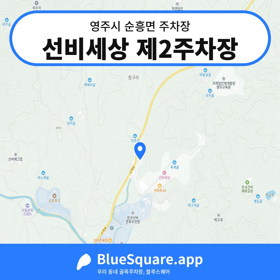 선비세상 제2주차장 위치 지도 — 경북 영주시 순흥면 | 블루스퀘어 주차