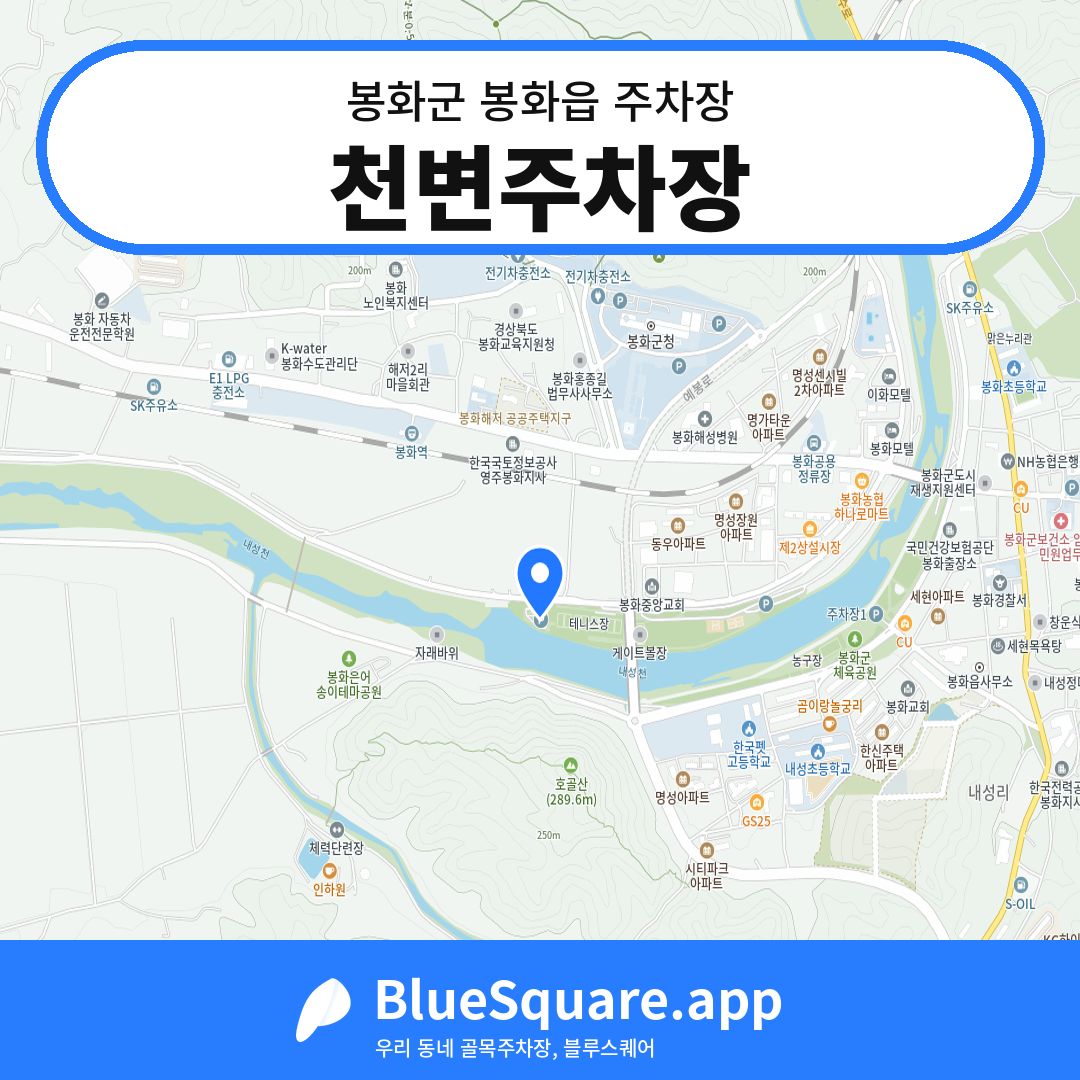 천변주차장 위치 지도 — 경북 봉화군 봉화읍 | 블루스퀘어 주차