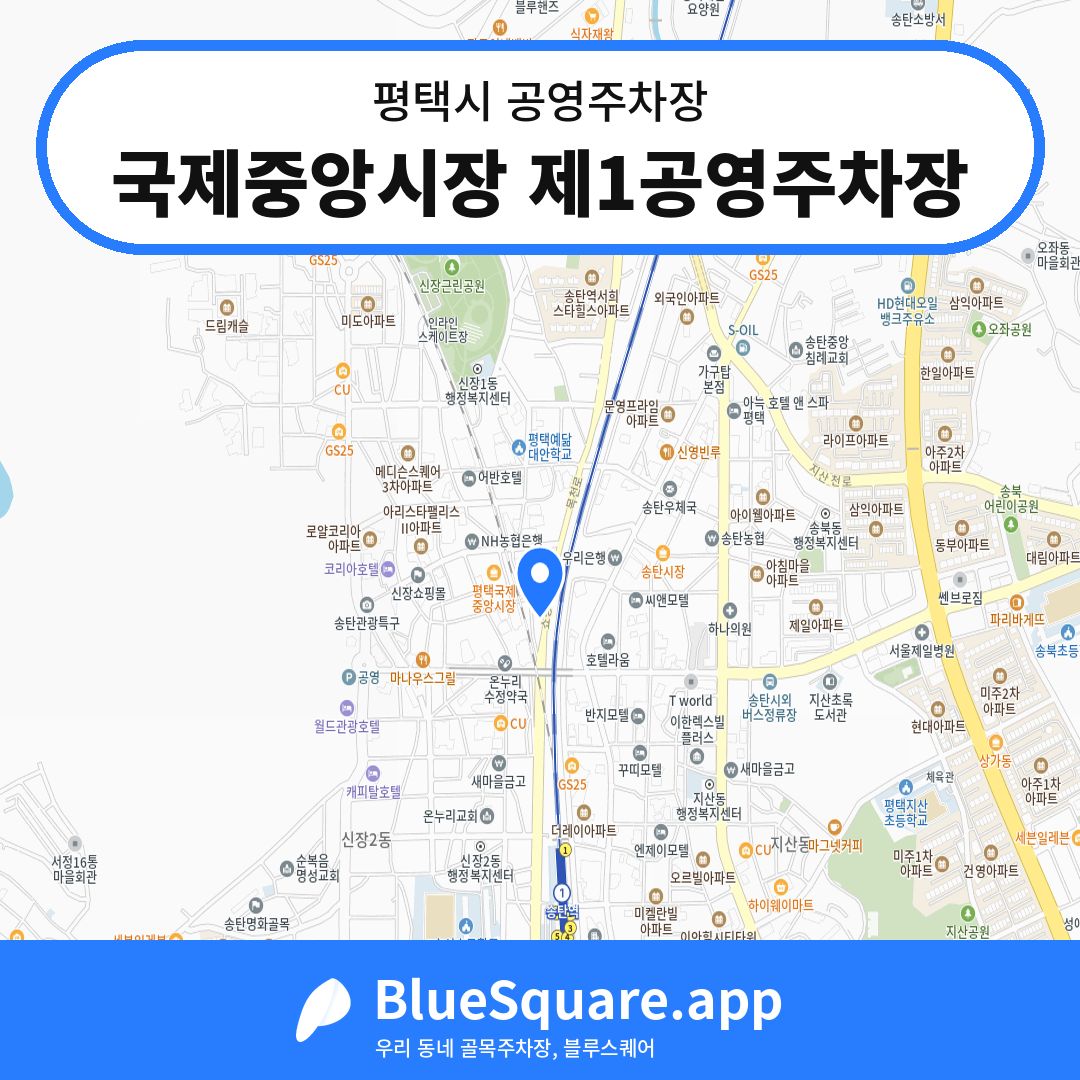 국제중앙시장 제1공영주차장 위치 지도 — 경기 평택시 | 블루스퀘어 주차