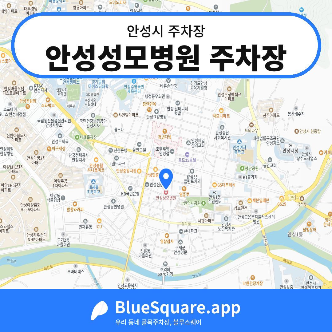 안성성모병원 주차장 위치 지도 — 경기 안성시 | 블루스퀘어 주차