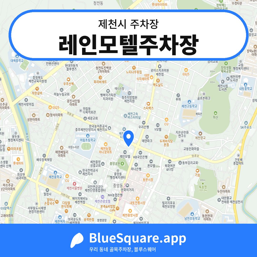 레인모텔주차장 위치 지도 — 충북 제천시 | 블루스퀘어 주차