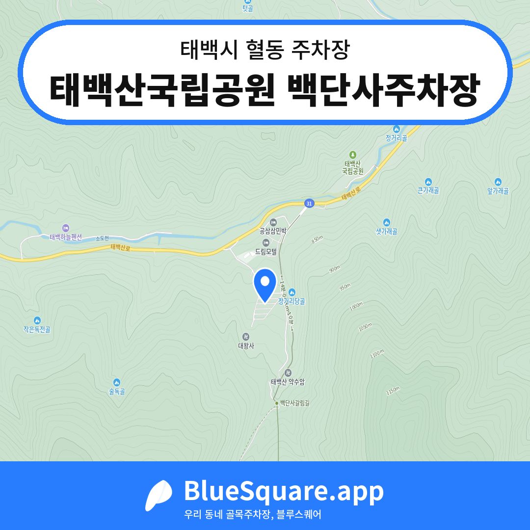 태백산국립공원 백단사주차장 위치 지도 — 강원 태백시 혈동 | 블루스퀘어 주차