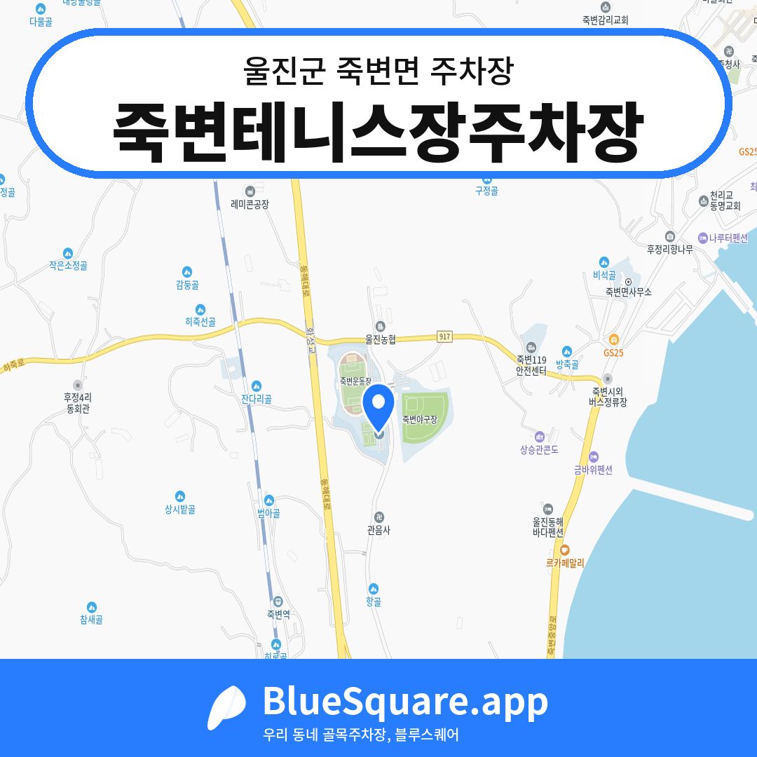 죽변테니스장주차장 위치 지도 — 경북 울진군 죽변면 | 블루스퀘어 주차