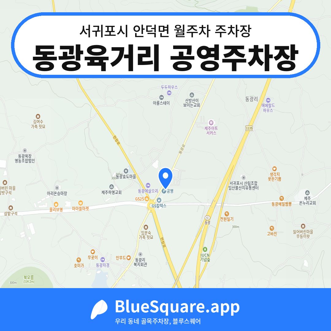 동광육거리 공영주차장 위치 지도 — 제주 서귀포시 안덕면 | 블루스퀘어 주차