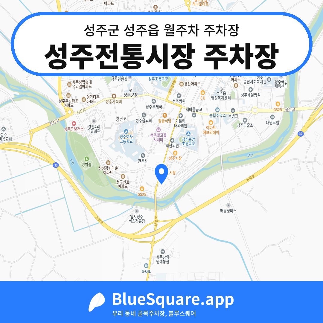성주전통시장 주차장 위치 지도 — 경북 성주군 성주읍 | 블루스퀘어 주차