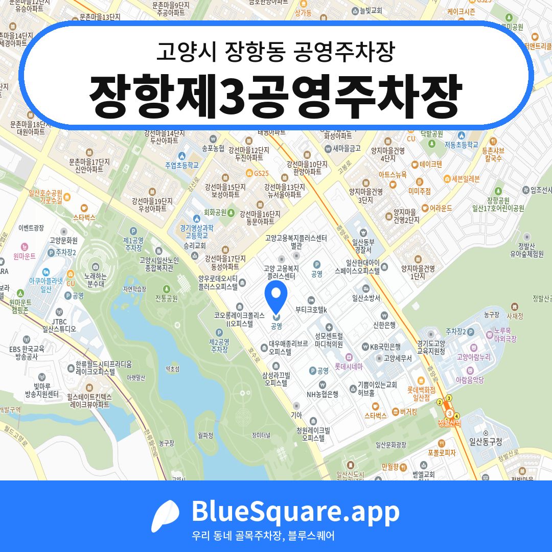 장항제3공영주차장 위치 지도 — 경기 고양시 장항동 | 블루스퀘어 주차