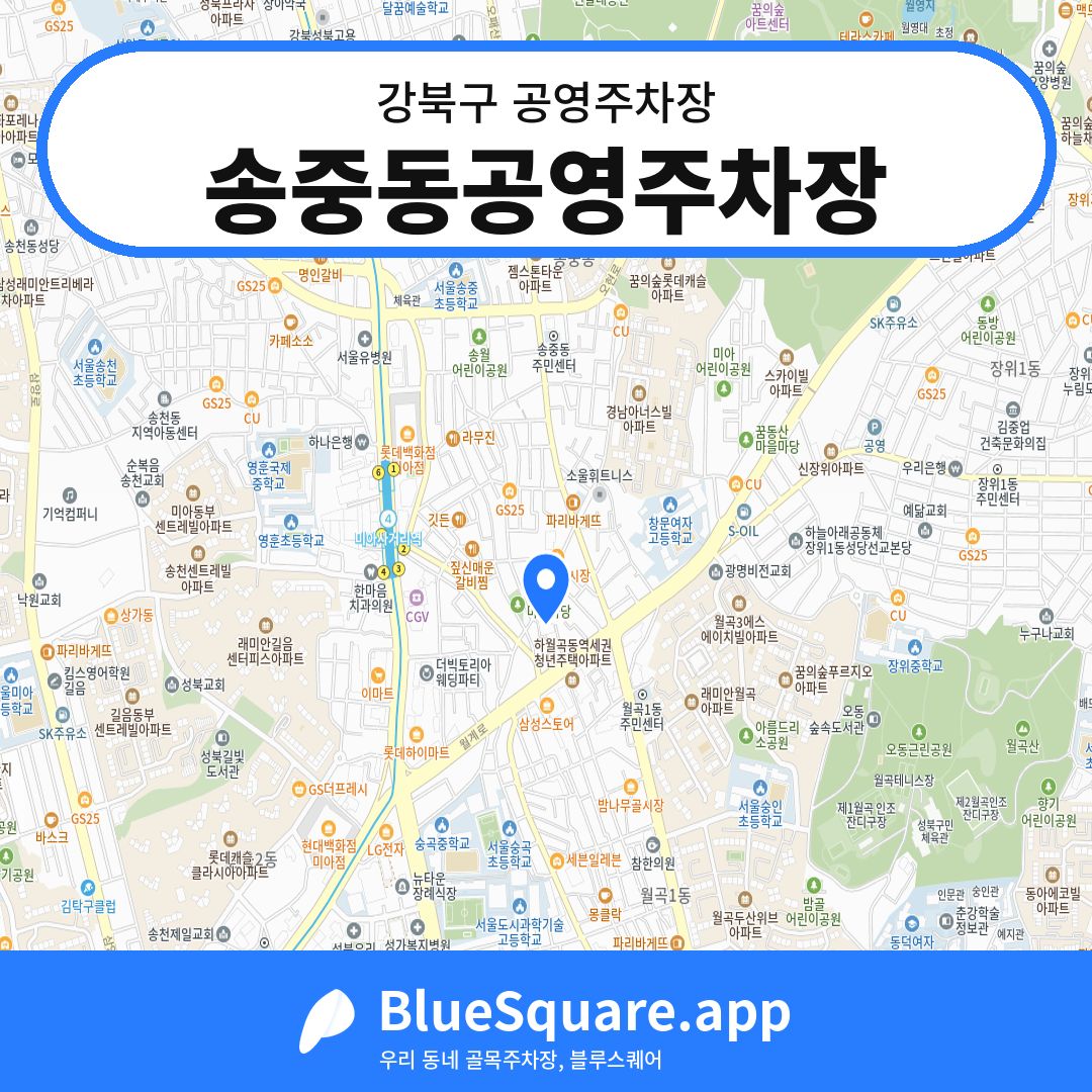 송중동공영주차장 위치 지도 — 서울 강북구 | 블루스퀘어 주차