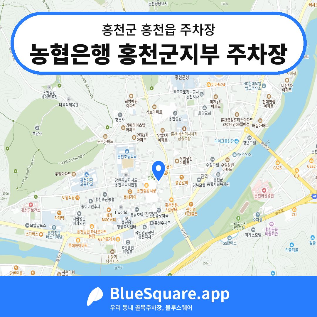 농협은행 홍천군지부 주차장 위치 지도 — 강원 홍천군 홍천읍 | 블루스퀘어 주차