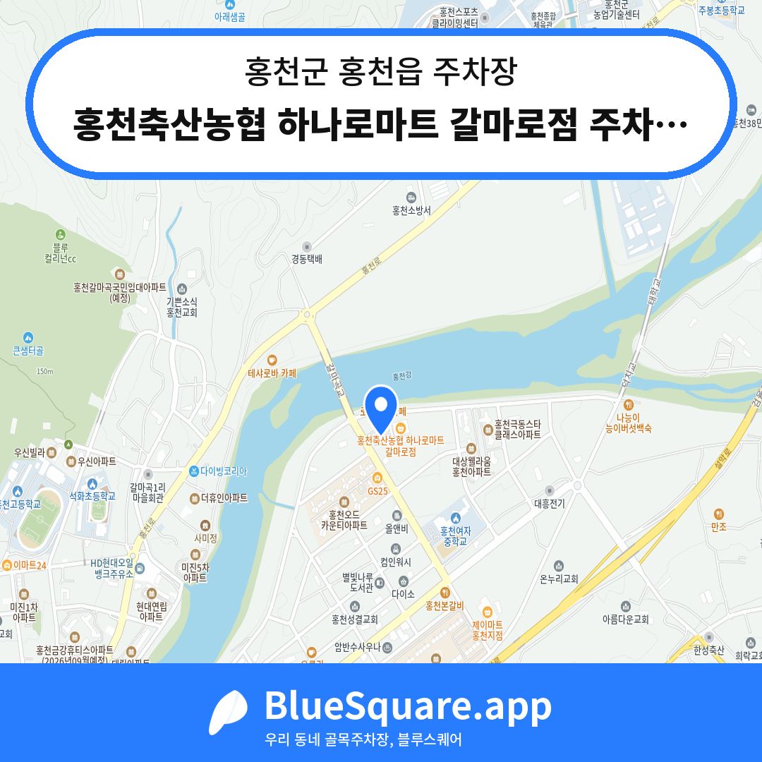 홍천축산농협 하나로마트 갈마로점 주차장 위치 지도 — 강원 홍천군 홍천읍 | 블루스퀘어 주차
