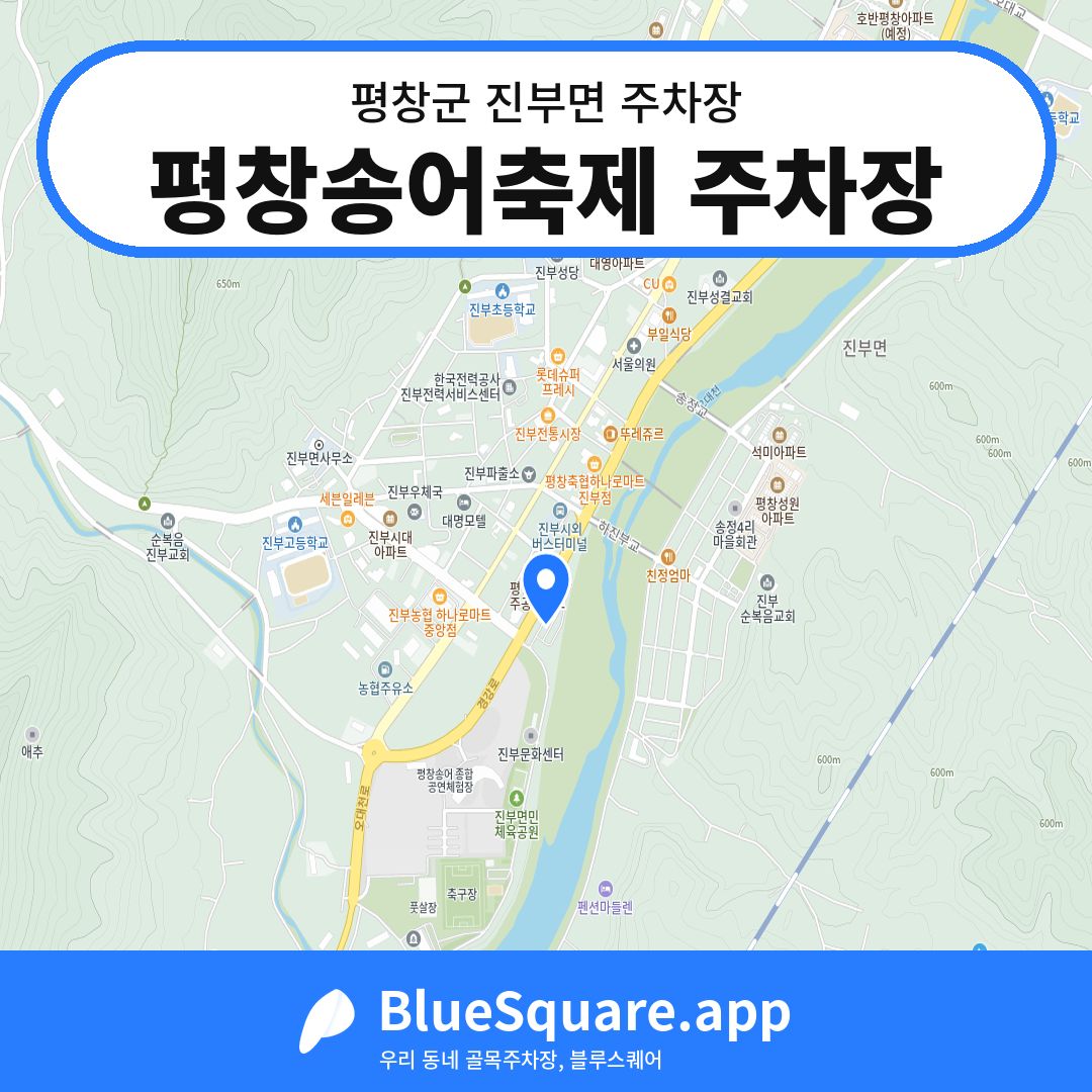 평창송어축제 주차장 위치 지도 — 강원 평창군 진부면 | 블루스퀘어 주차