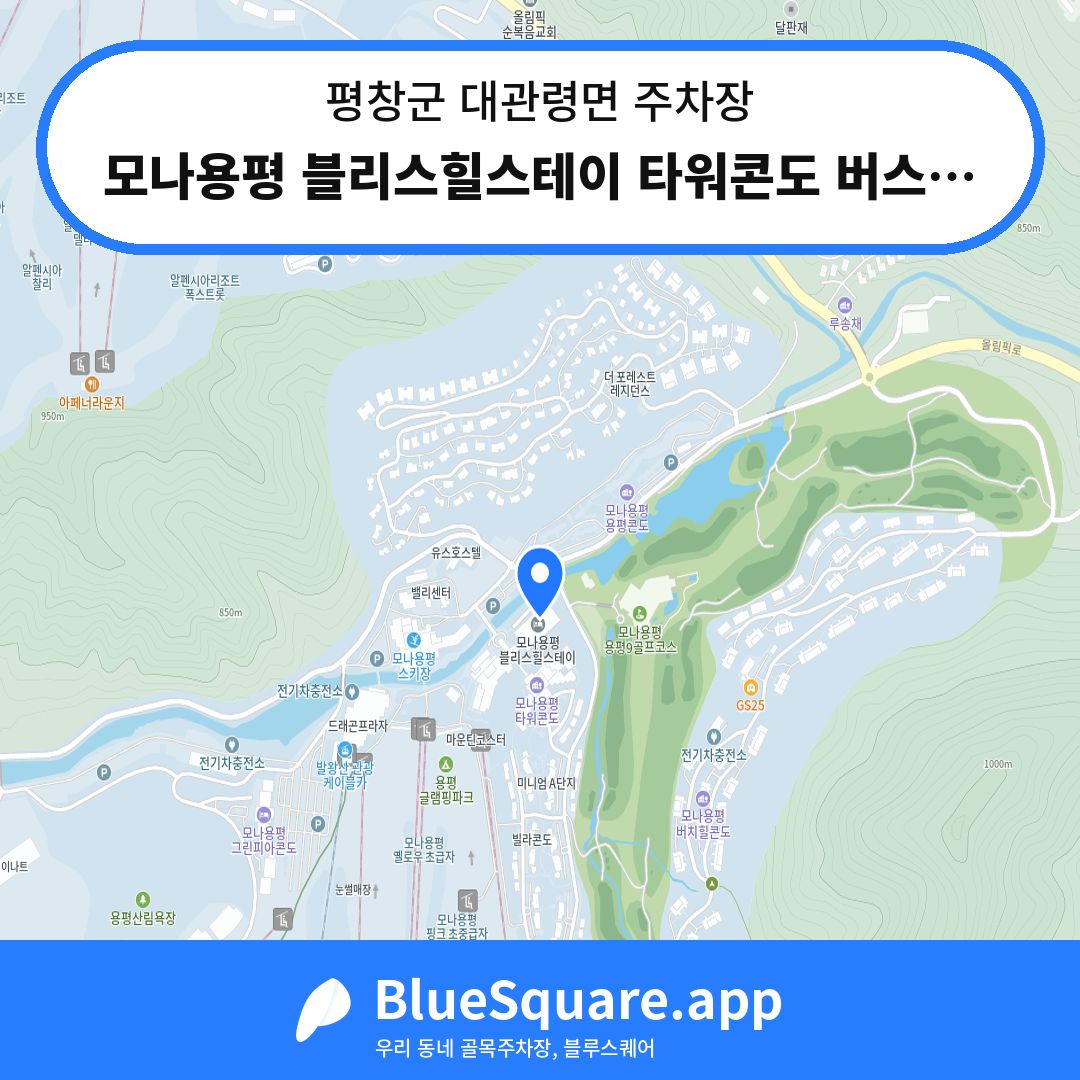 모나용평 블리스힐스테이 타워콘도 버스전용주차장 위치 지도 — 강원 평창군 대관령면 | 블루스퀘어 주차