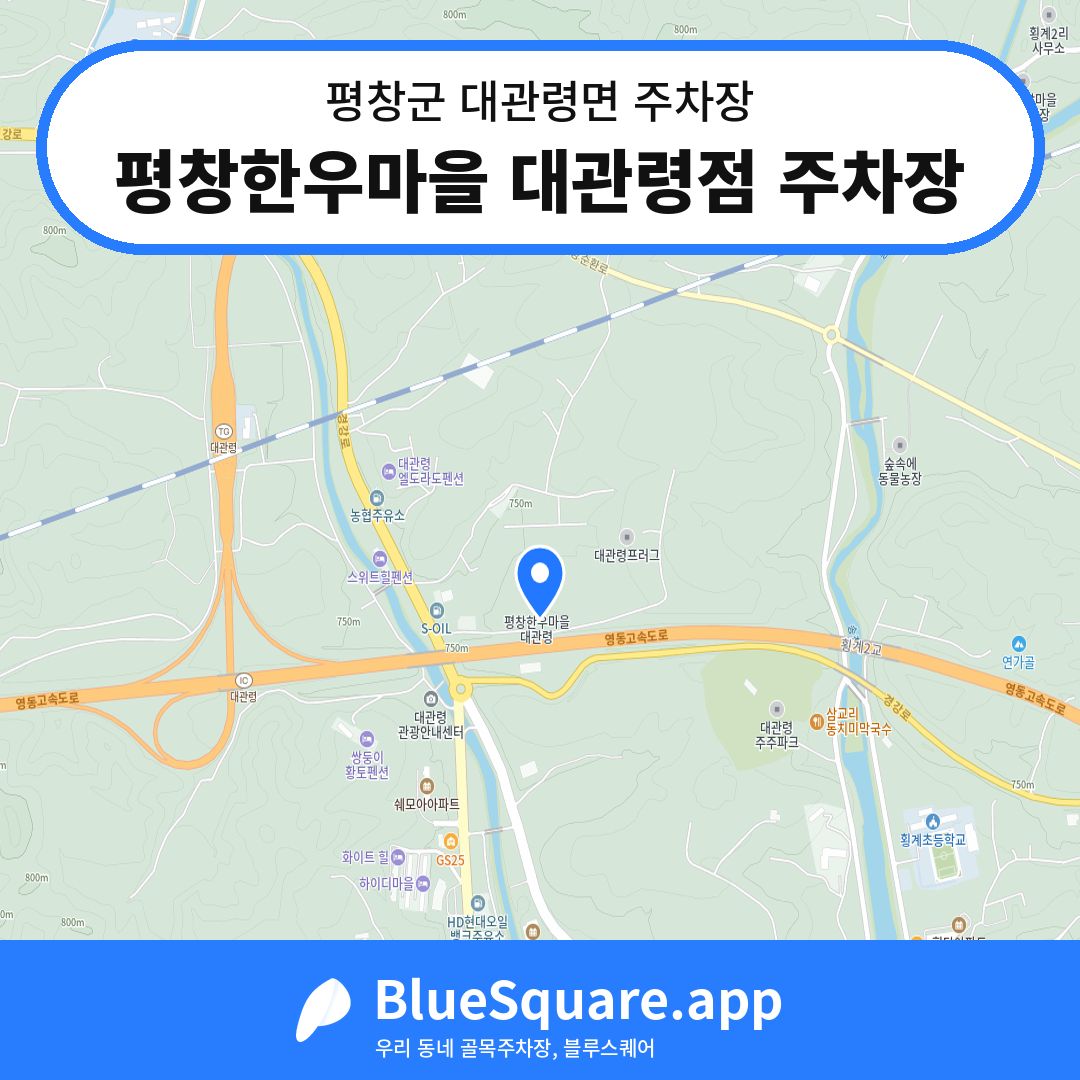 평창한우마을 대관령점 주차장 위치 지도 — 강원 평창군 대관령면 | 블루스퀘어 주차
