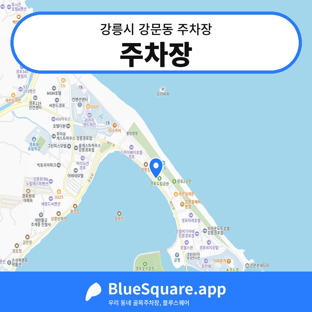 주차장 위치 지도 — 강원 강릉시 강문동 | 블루스퀘어 주차