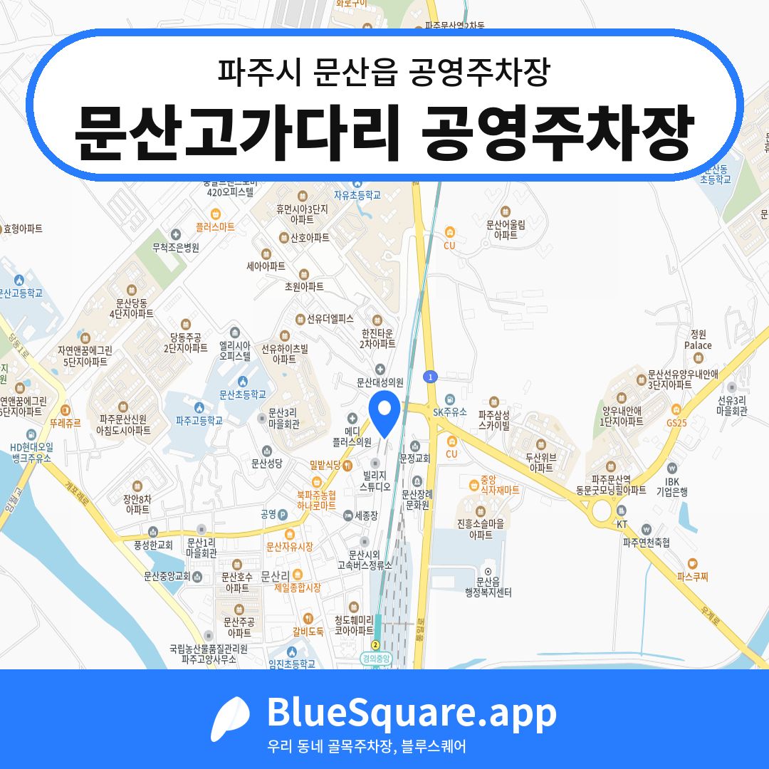 문산고가다리 공영주차장 위치 지도 — 경기 파주시 문산읍 | 블루스퀘어 주차