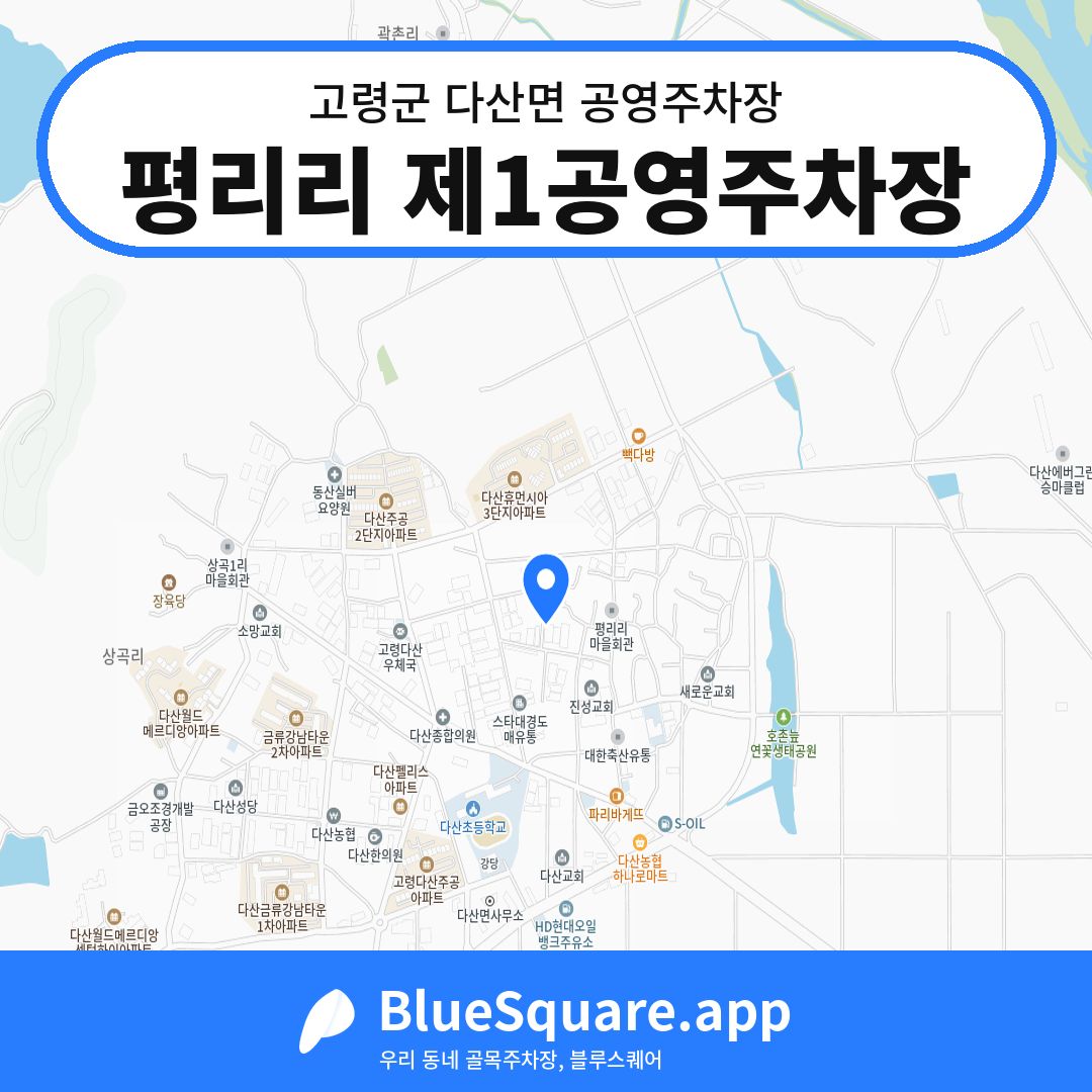 평리리 제1공영주차장 위치 지도 — 경북 고령군 다산면 | 블루스퀘어 주차