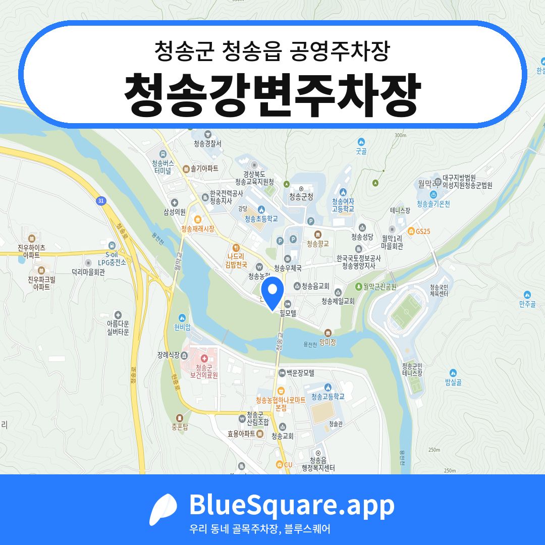 청송강변주차장 위치 지도 — 경북 청송군 청송읍 | 블루스퀘어 주차