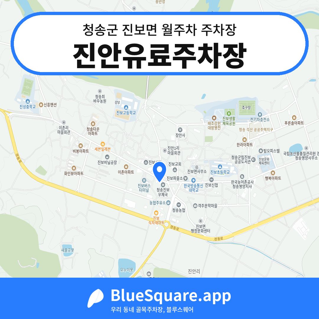 진안유료주차장 위치 지도 — 경북 청송군 진보면 | 블루스퀘어 주차