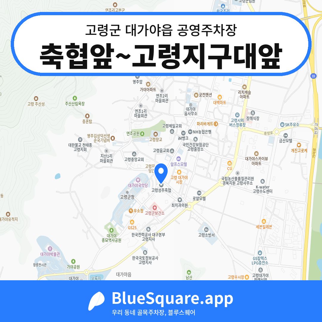 축협앞~고령지구대앞 위치 지도 — 경북 고령군 대가야읍 | 블루스퀘어 주차