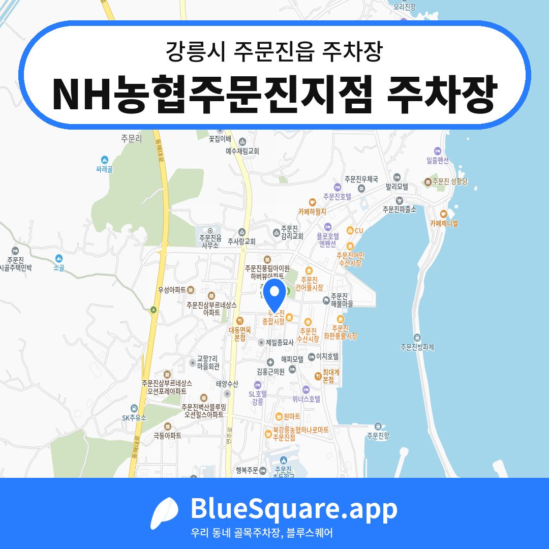 NH농협주문진지점 주차장 위치 지도 — 강원 강릉시 주문진읍 | 블루스퀘어 주차