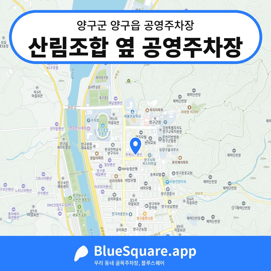산림조합 옆 공영주차장 위치 지도 — 강원 양구군 양구읍 | 블루스퀘어 주차