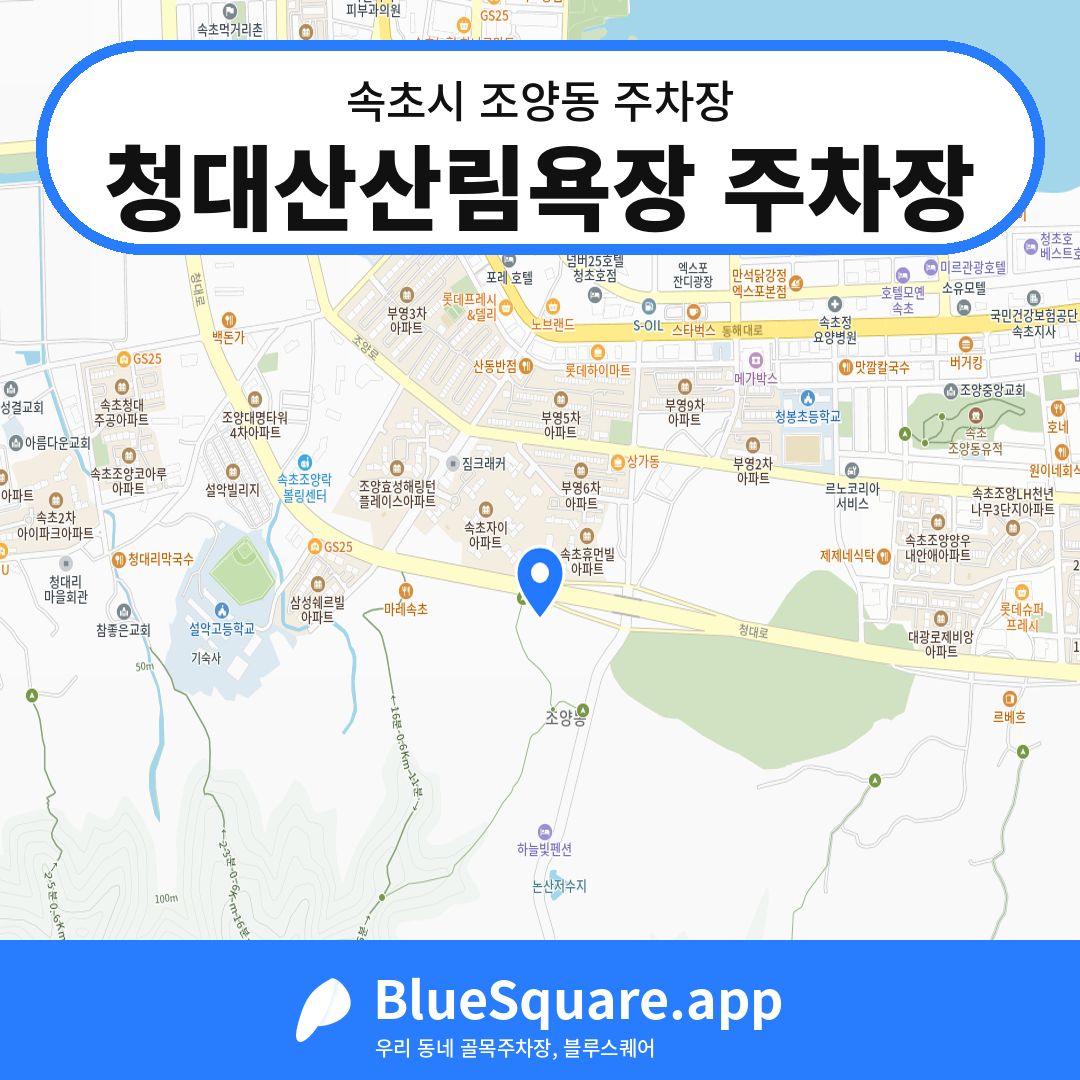 청대산산림욕장 주차장 위치 지도 — 강원 속초시 조양동 | 블루스퀘어 주차