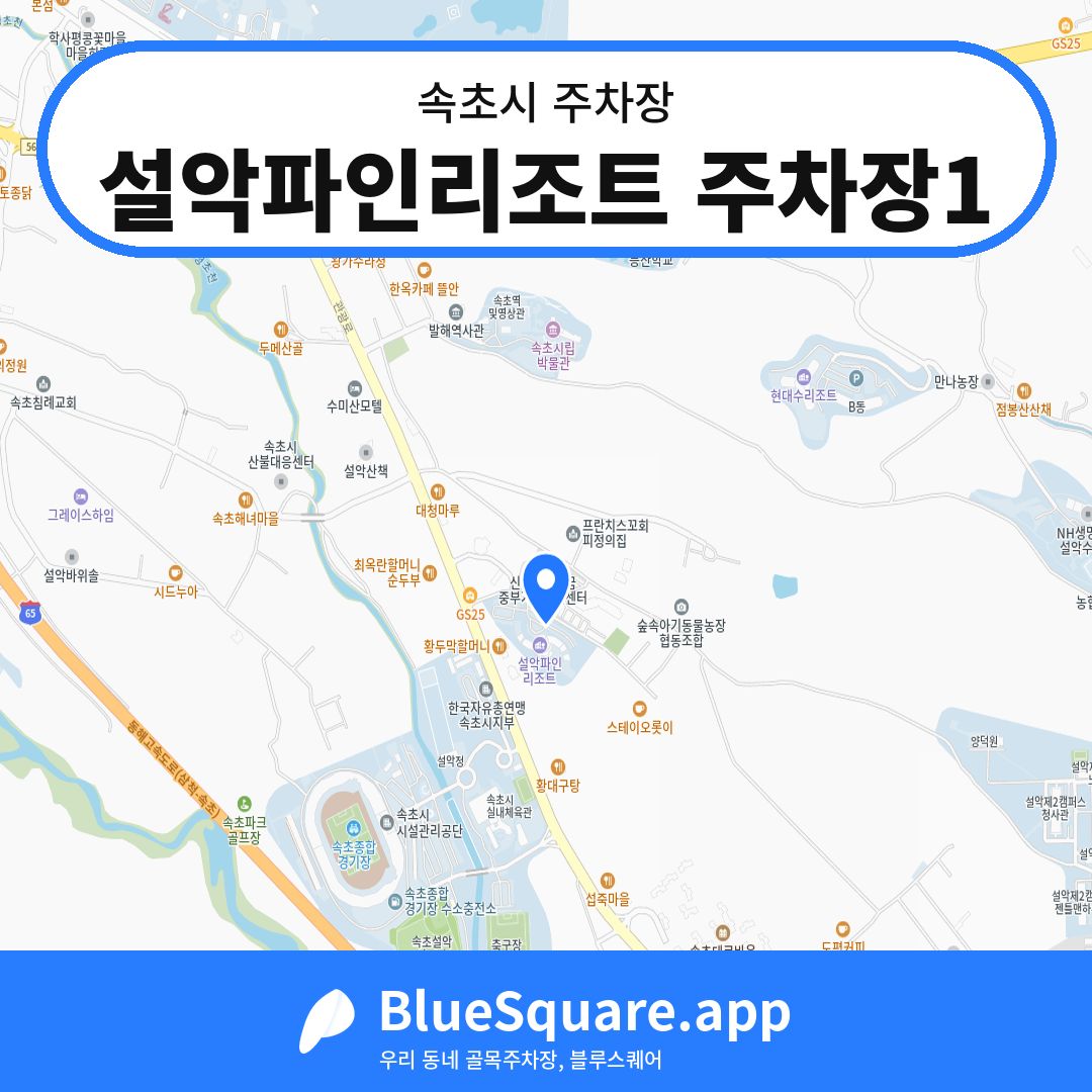 설악파인리조트 주차장1 위치 지도 — 강원 속초시 | 블루스퀘어 주차