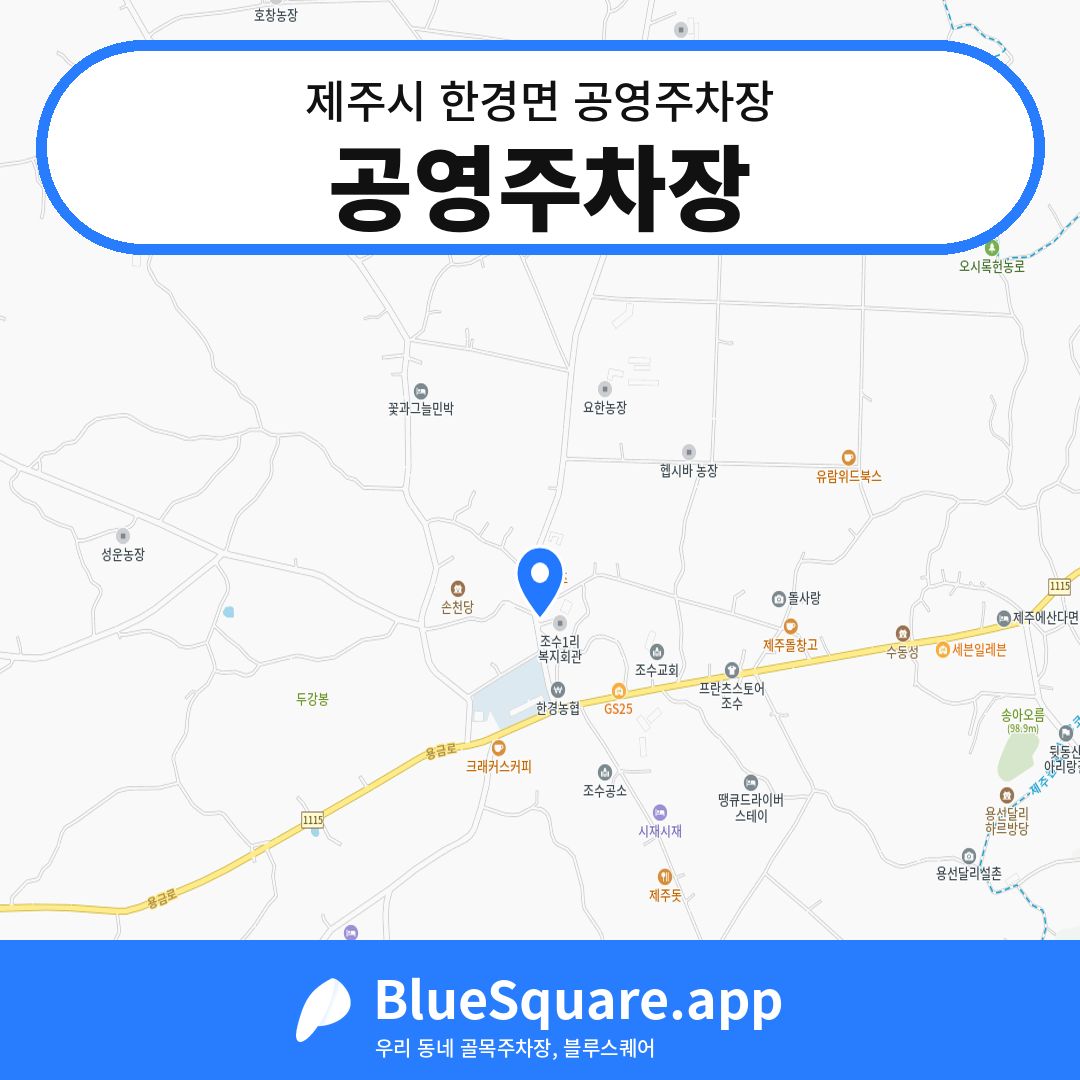 공영주차장 위치 지도 — 제주 제주시 한경면 | 블루스퀘어 주차