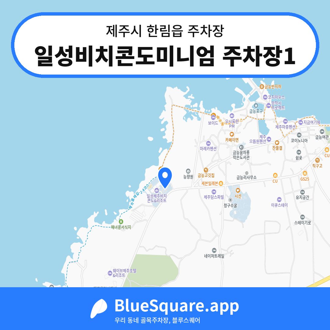 일성비치콘도미니엄 주차장1 위치 지도 — 제주 제주시 한림읍 | 블루스퀘어 주차