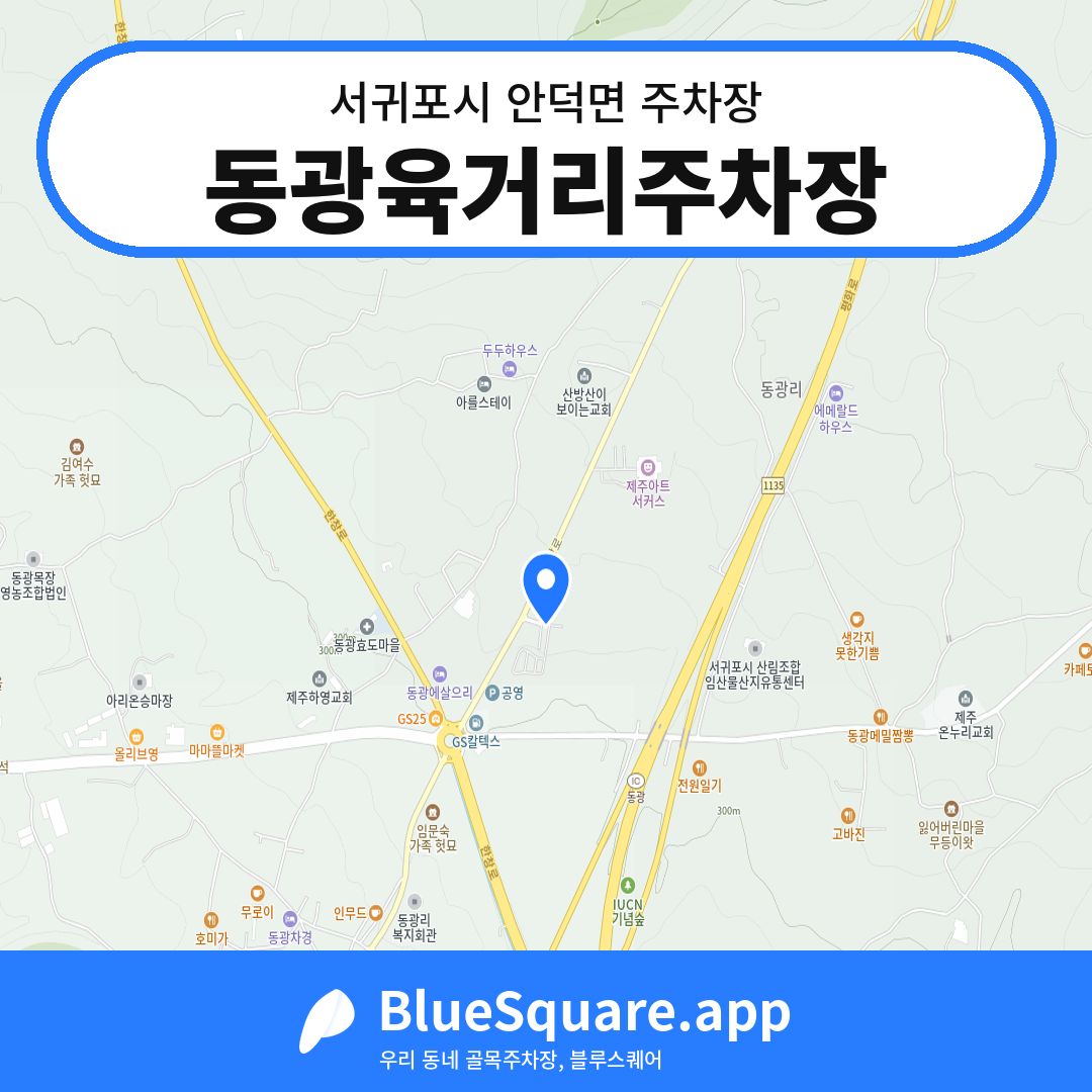 동광육거리주차장 위치 지도 — 제주 서귀포시 안덕면 | 블루스퀘어 주차