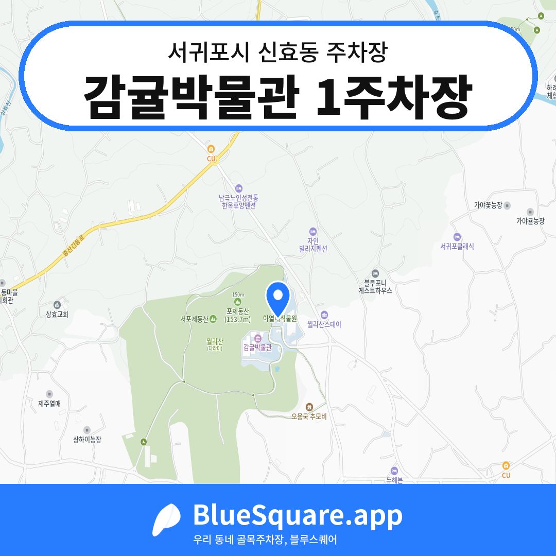 감귤박물관 1주차장 위치 지도 — 제주 서귀포시 신효동 | 블루스퀘어 주차