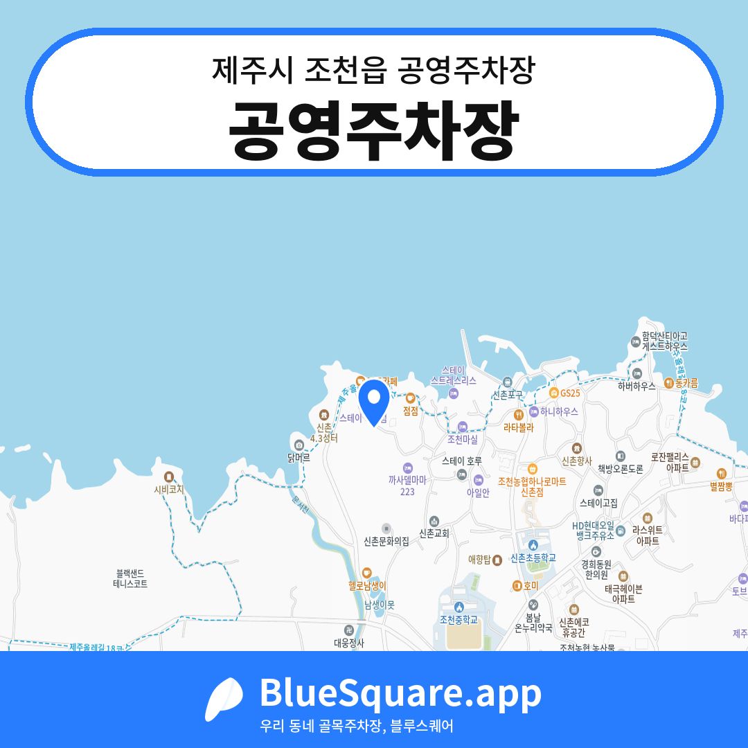 공영주차장 위치 지도 — 제주 제주시 조천읍 | 블루스퀘어 주차
