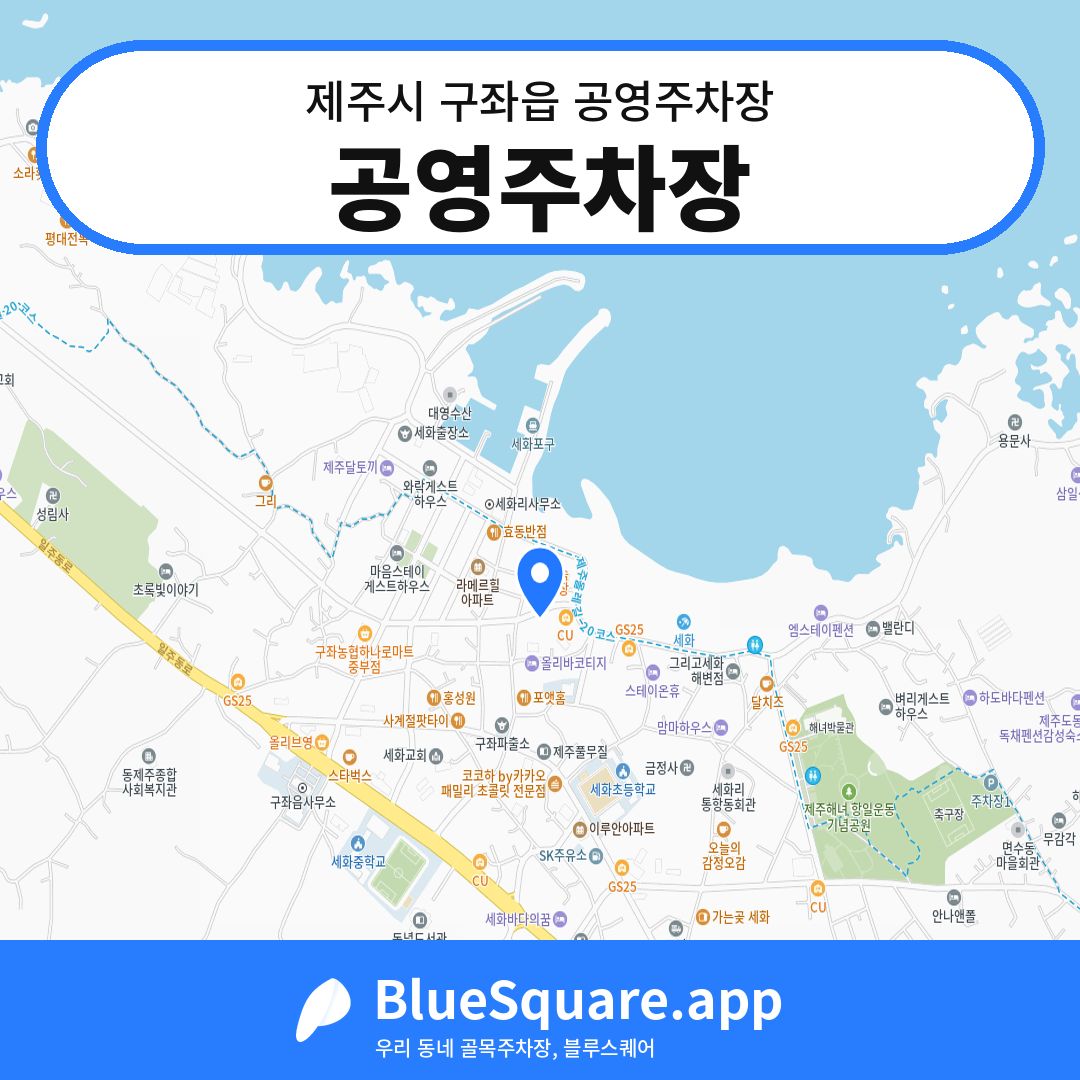 공영주차장 위치 지도 — 제주 제주시 구좌읍 | 블루스퀘어 주차