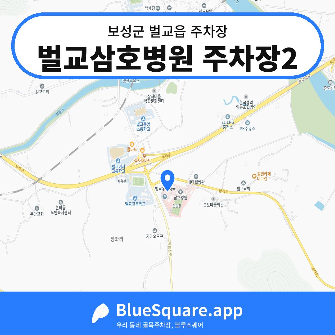 벌교삼호병원 주차장2 위치 지도 — 전남 보성군 벌교읍 | 블루스퀘어 주차