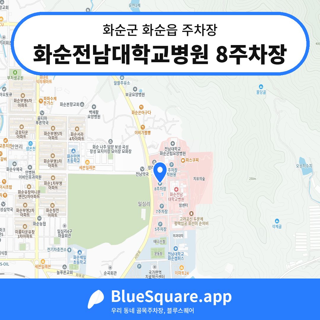 화순전남대학교병원 8주차장 위치 지도 — 전남 화순군 화순읍 | 블루스퀘어 주차